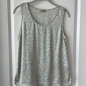 Repeat Silk Blend Sleeveless Tank Top – Light Blue Leopard Print (Size S)